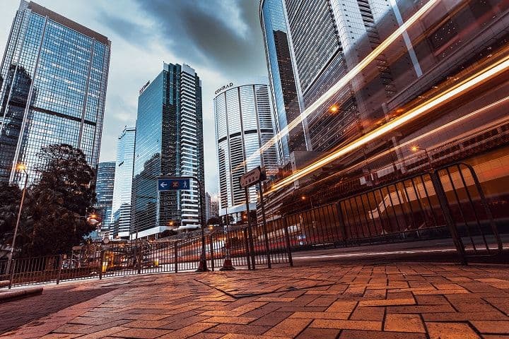 Structured finance — key Asian financial district at night